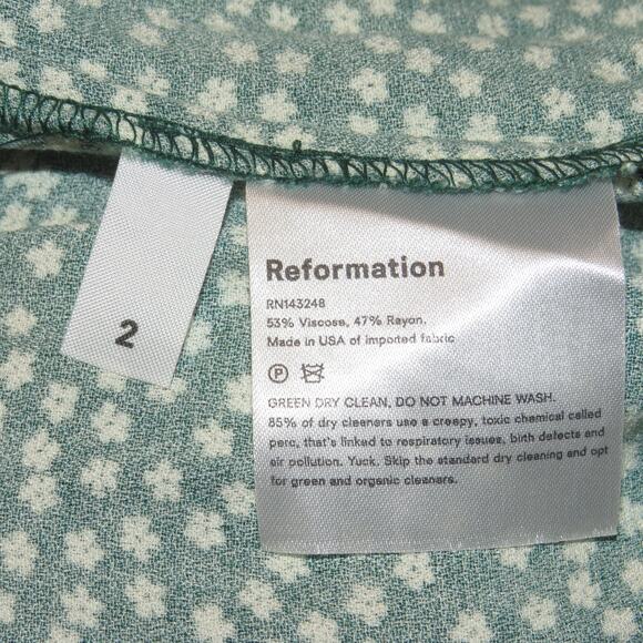 Reformation Green Floral Print Alexandra V-Neck Midi Slip Dress - Picture 10 of 10